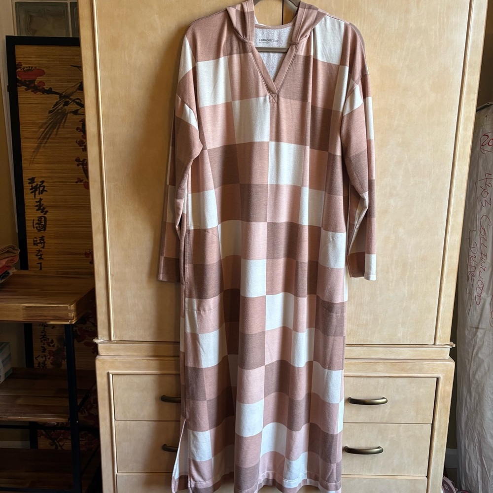 Comfort Code Lounge Dress Mink and Tan Patchwork XL